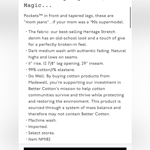 NWT Madewell ‘The Perfect Vintage’ size 25 jeans in Decatur Wash - Picture 4 of 4